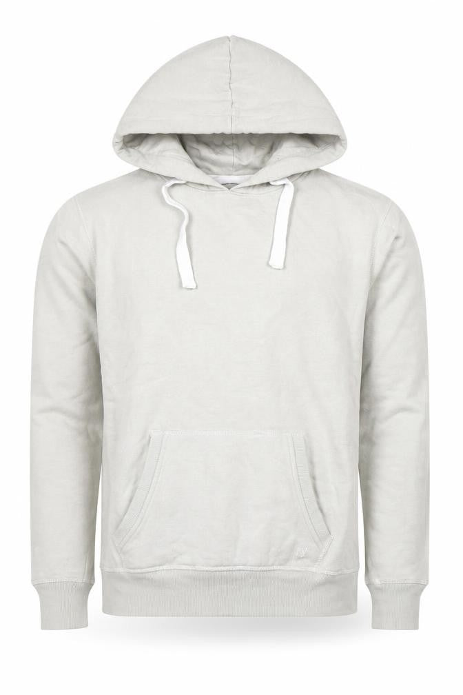 Front view of Rydale Men's Beige Pullover Hoodie, size S, Cotton Blend Fleece