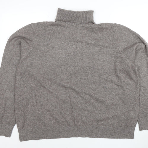 Marks and Spencer Womens Grey Roll Neck Long Sleeve Classic Jumper XL