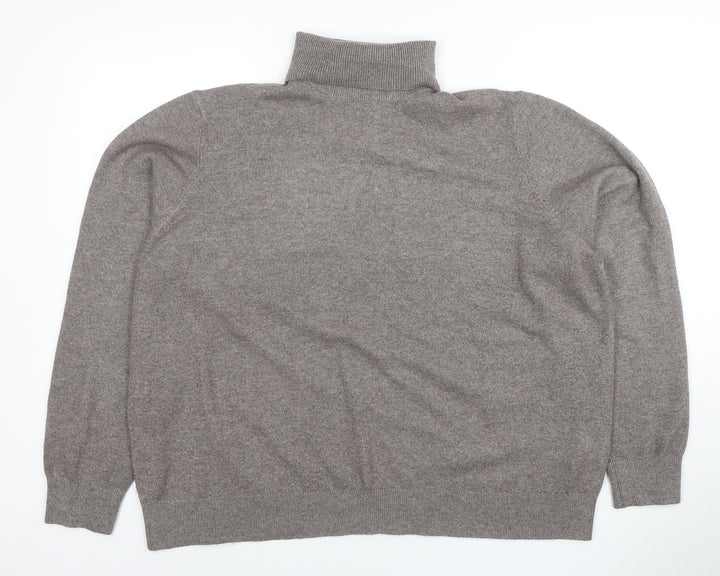 Marks and Spencer Womens Grey Roll Neck Long Sleeve Classic Jumper XL
