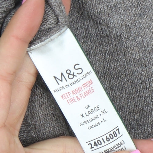 Marks and Spencer Womens Grey Roll Neck Long Sleeve Classic Jumper XL