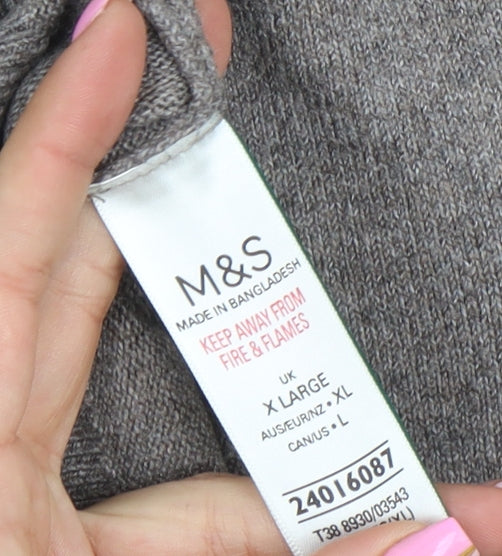Marks and Spencer Womens Grey Roll Neck Long Sleeve Classic Jumper XL