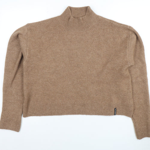 Superdry Women's Beige Wool Cashmere Mock Neck Jumper Size 8