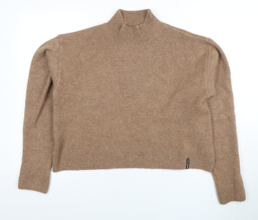 Superdry Women's Beige Wool Cashmere Mock Neck Jumper Size 8