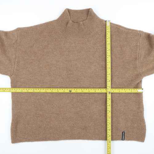 Superdry Women's Beige Wool Cashmere Mock Neck Jumper Size 8