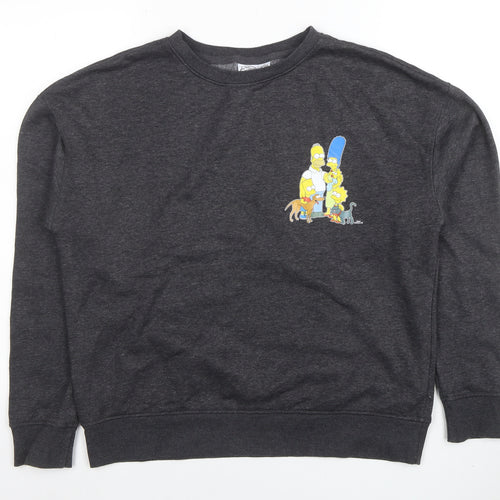 The Simpsons Men's Dark Grey Sweatshirt S Graphic Crew Neck Pullover