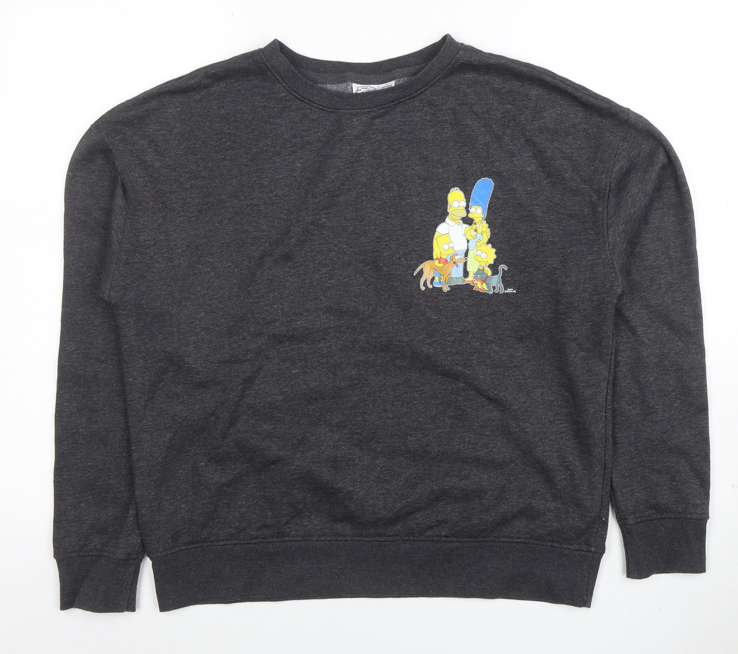The Simpsons Men's Dark Grey Sweatshirt S Graphic Crew Neck Pullover