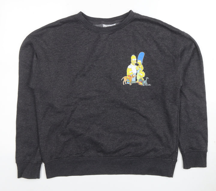 The Simpsons Men's Dark Grey Sweatshirt S Graphic Crew Neck Pullover