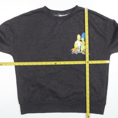 The Simpsons Men's Dark Grey Sweatshirt S Graphic Crew Neck Pullover