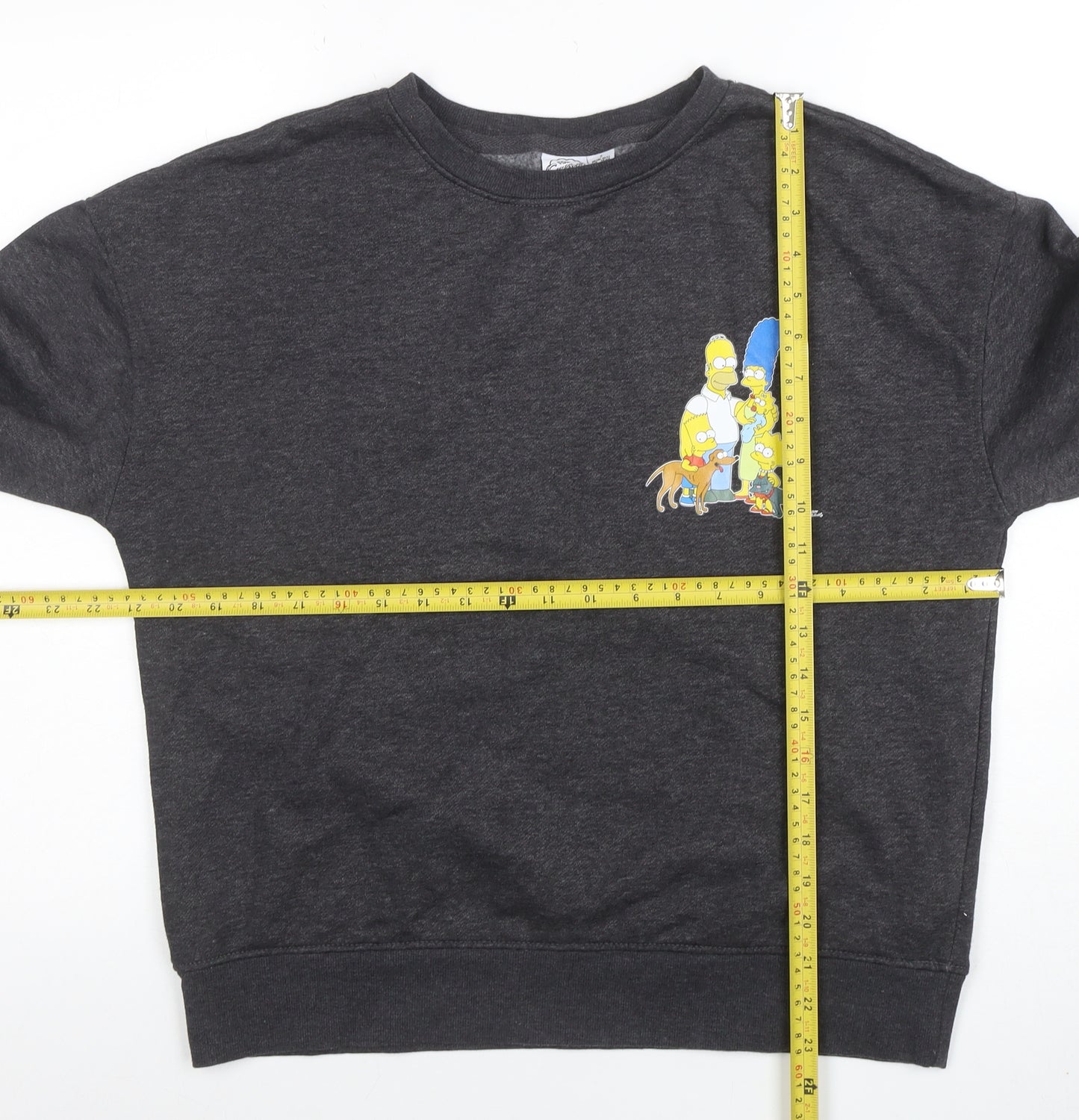 The Simpsons Men's Dark Grey Sweatshirt S Graphic Crew Neck Pullover