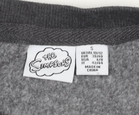 The Simpsons Men's Dark Grey Sweatshirt S Graphic Crew Neck Pullover