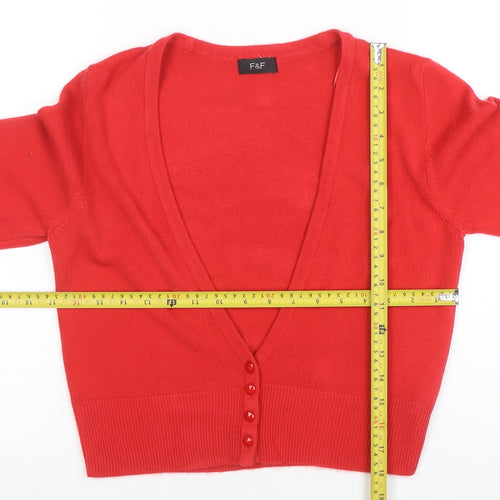 F&F Women's Red Acrylic Button Cardigan Size 10
