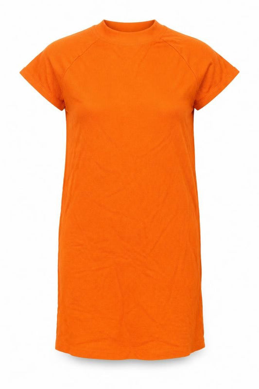 Front view of American Vintage Women's Orange Cotton T-Shirt Dress M