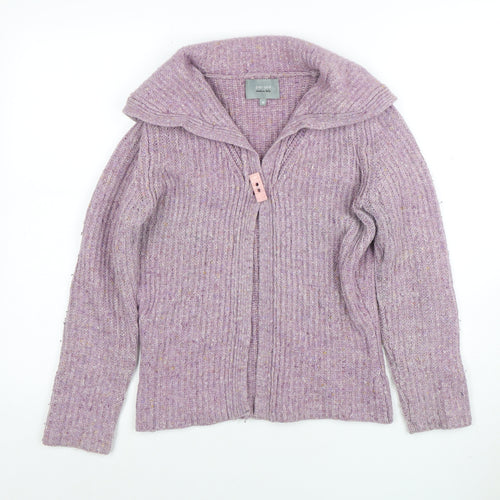 Marks and Spencer Per Una Women's Purple Wool Blend Collared Cardigan M