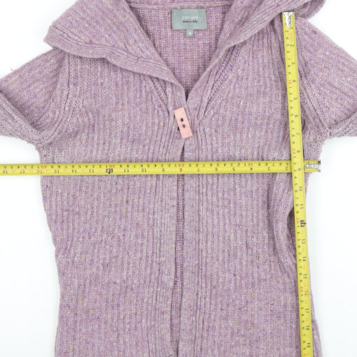 Marks and Spencer Per Una Women's Purple Wool Blend Collared Cardigan M