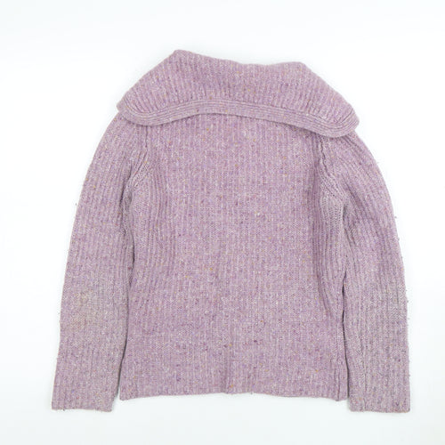 Marks and Spencer Per Una Women's Purple Wool Blend Collared Cardigan M