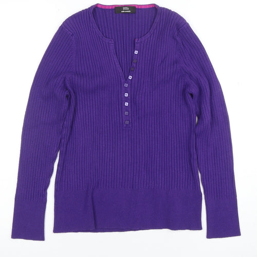 Marks and Spencer Women's Purple Button-Up Long Sleeve Top Size 18