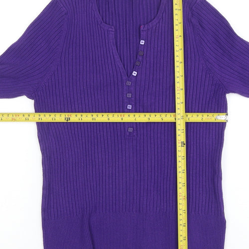 Marks and Spencer Women's Purple Button-Up Long Sleeve Top Size 18