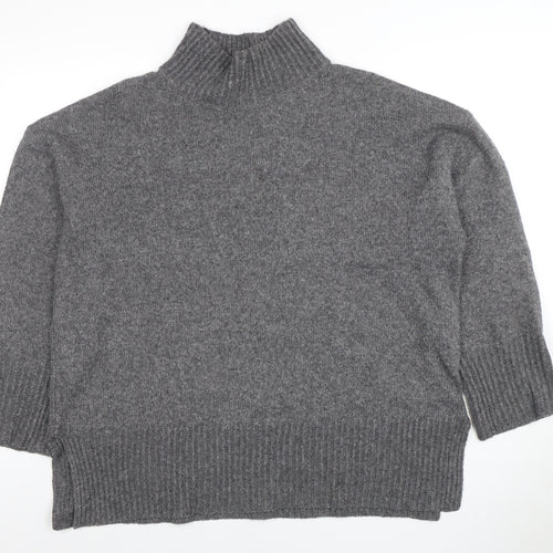 ASOS Womens Grey Mock Neck Wool Blend Relaxed Fit Jumper Size 14