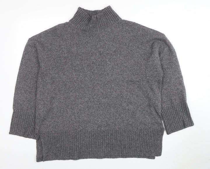 ASOS Womens Grey Mock Neck Wool Blend Relaxed Fit Jumper Size 14