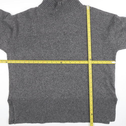 ASOS Womens Grey Mock Neck Wool Blend Relaxed Fit Jumper Size 14