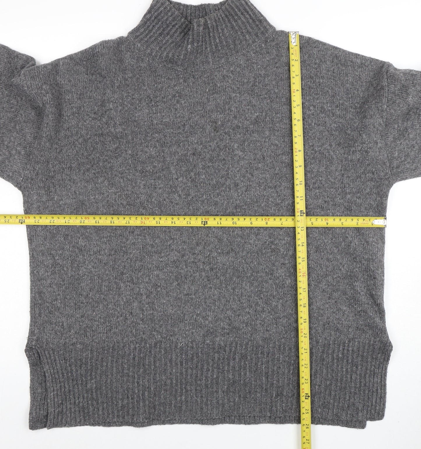 ASOS Womens Grey Mock Neck Wool Blend Relaxed Fit Jumper Size 14