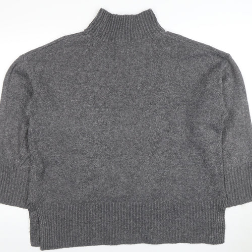 ASOS Womens Grey Mock Neck Wool Blend Relaxed Fit Jumper Size 14