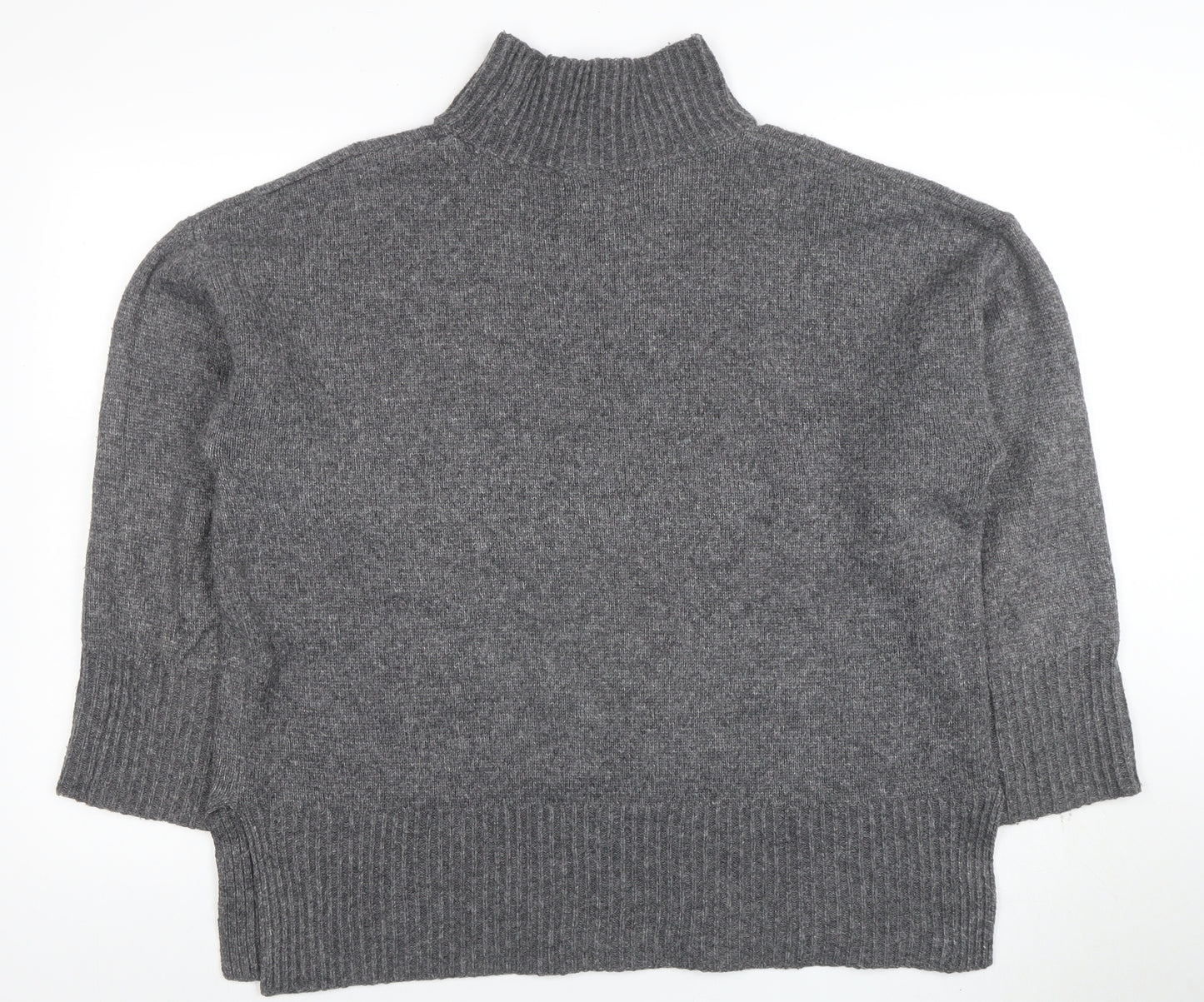 ASOS Womens Grey Mock Neck Wool Blend Relaxed Fit Jumper Size 14