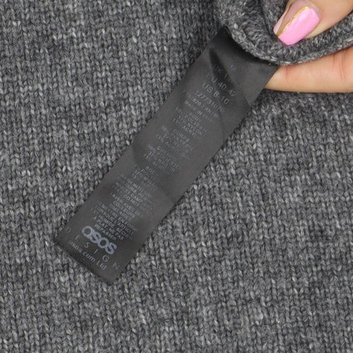 ASOS Womens Grey Mock Neck Wool Blend Relaxed Fit Jumper Size 14