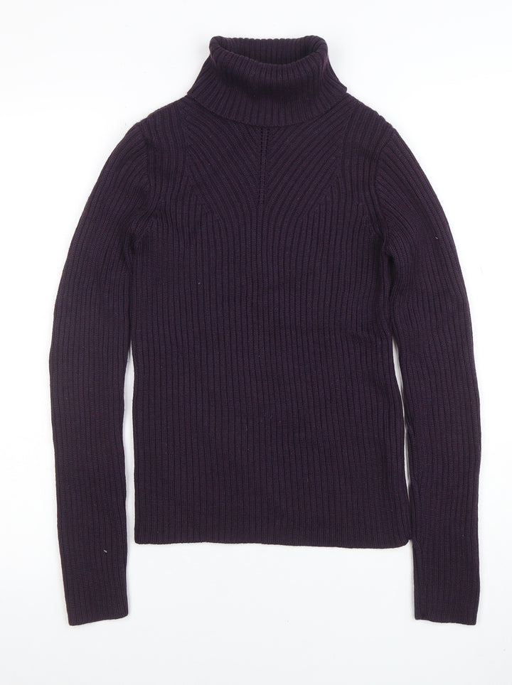 Per Una Women’s Purple Wool Blend Roll Neck Jumper Size 10