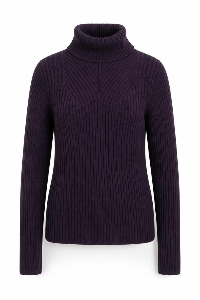 Front view of Per Una Women’s Purple Wool Blend Roll Neck Jumper, size UK 10
