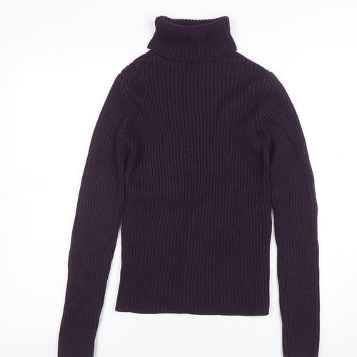 Per Una Women’s Purple Wool Blend Roll Neck Jumper Size 10