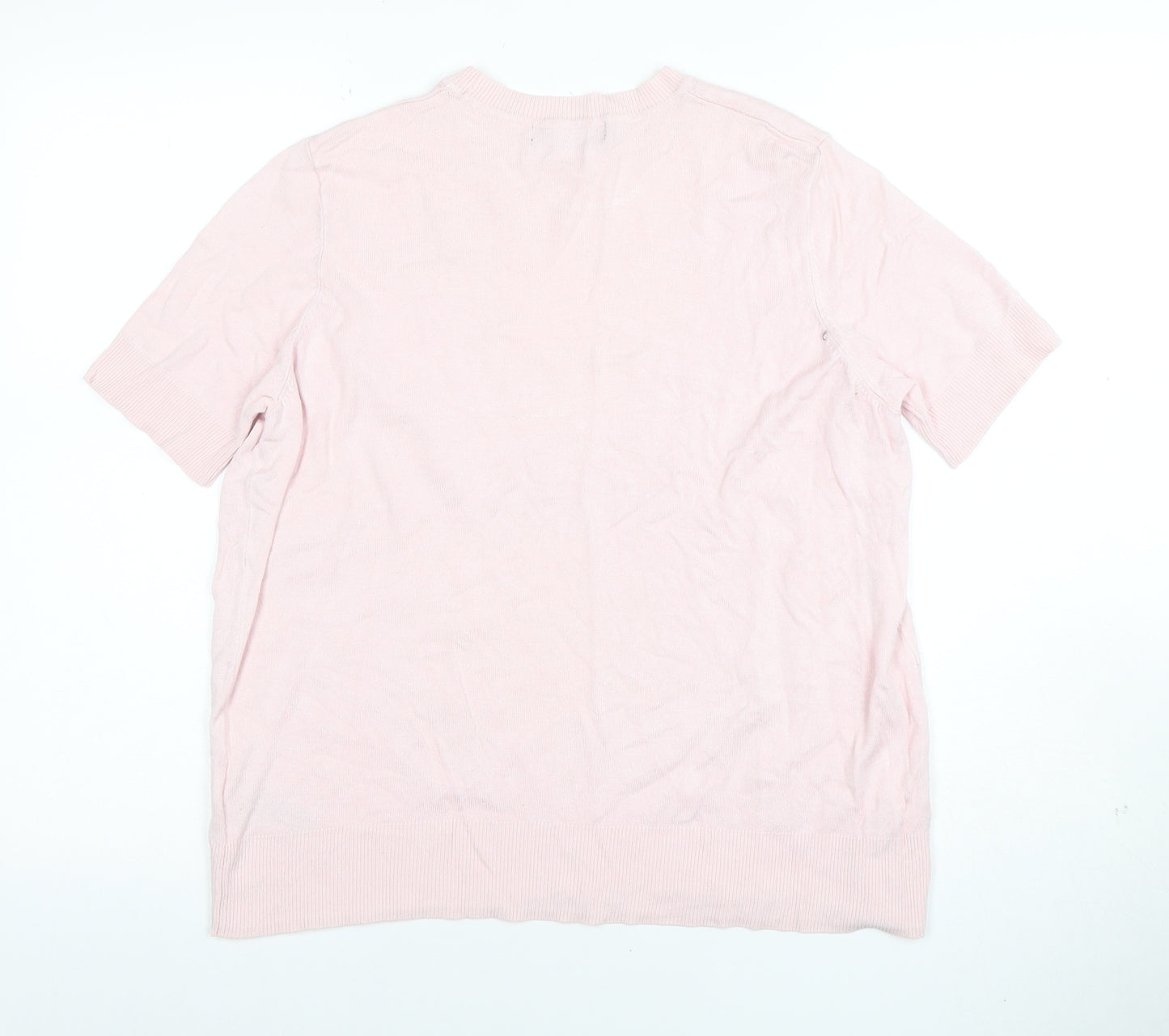 Marks and Spencer Women Pink Short Sleeve Knit T-Shirt Size 14