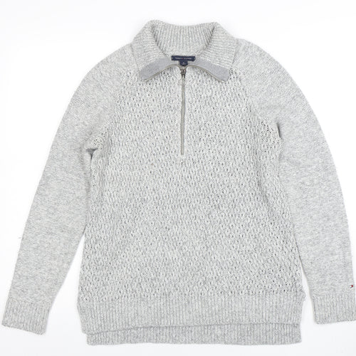 Tommy Hilfiger Men's Grey Half Zip Knit Jumper Size M