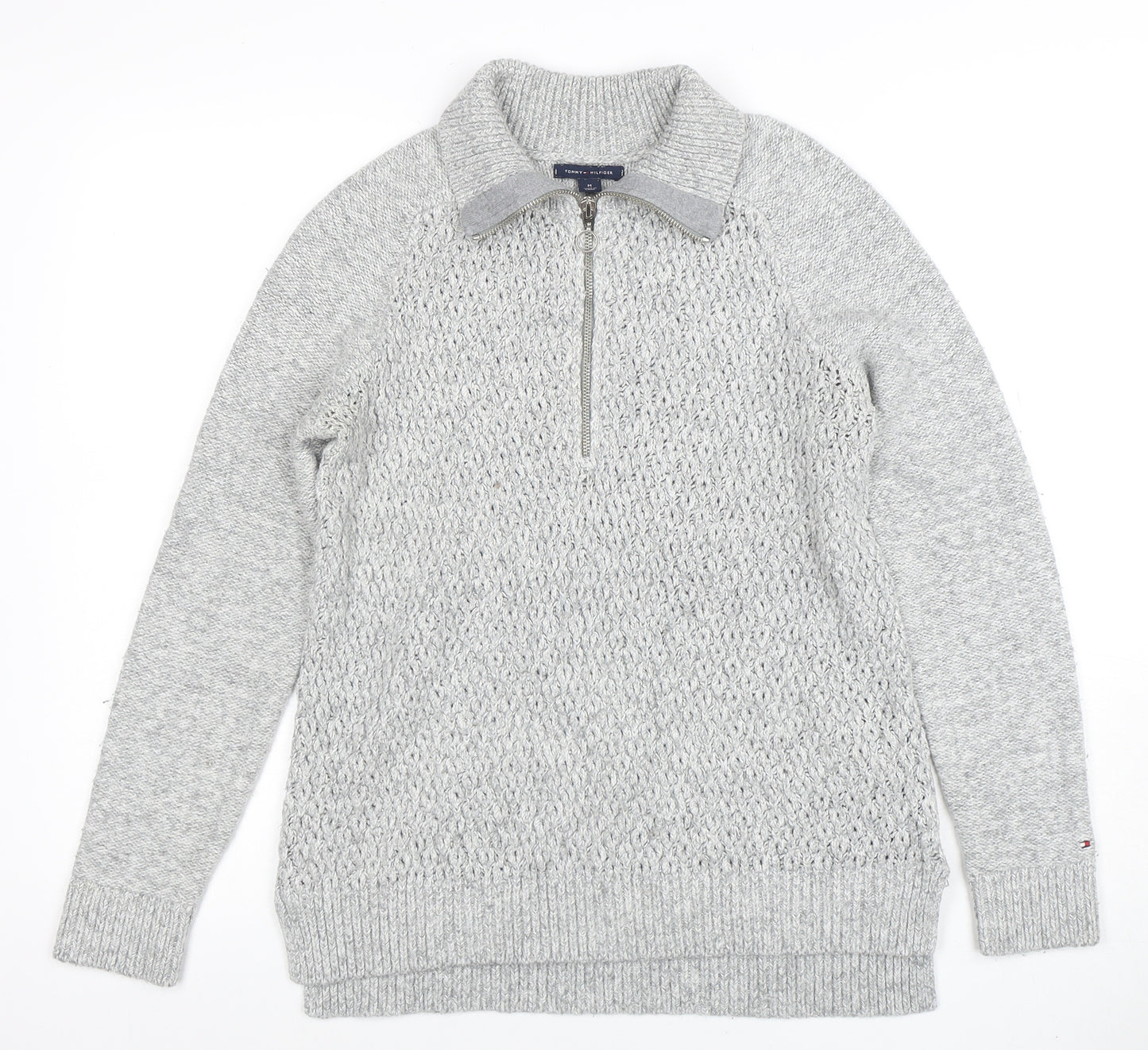Tommy Hilfiger Men's Grey Half Zip Knit Jumper Size M