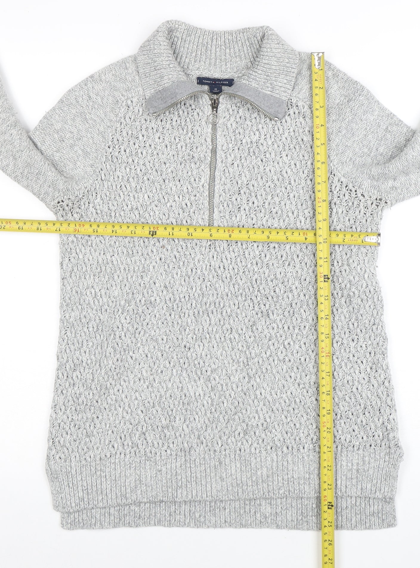 Tommy Hilfiger Men's Grey Half Zip Knit Jumper Size M