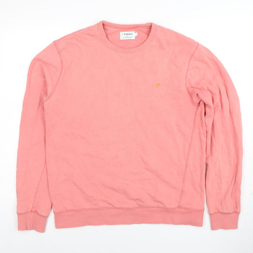 Farah Men's Pink Cotton Crew Neck Sweatshirt Size L