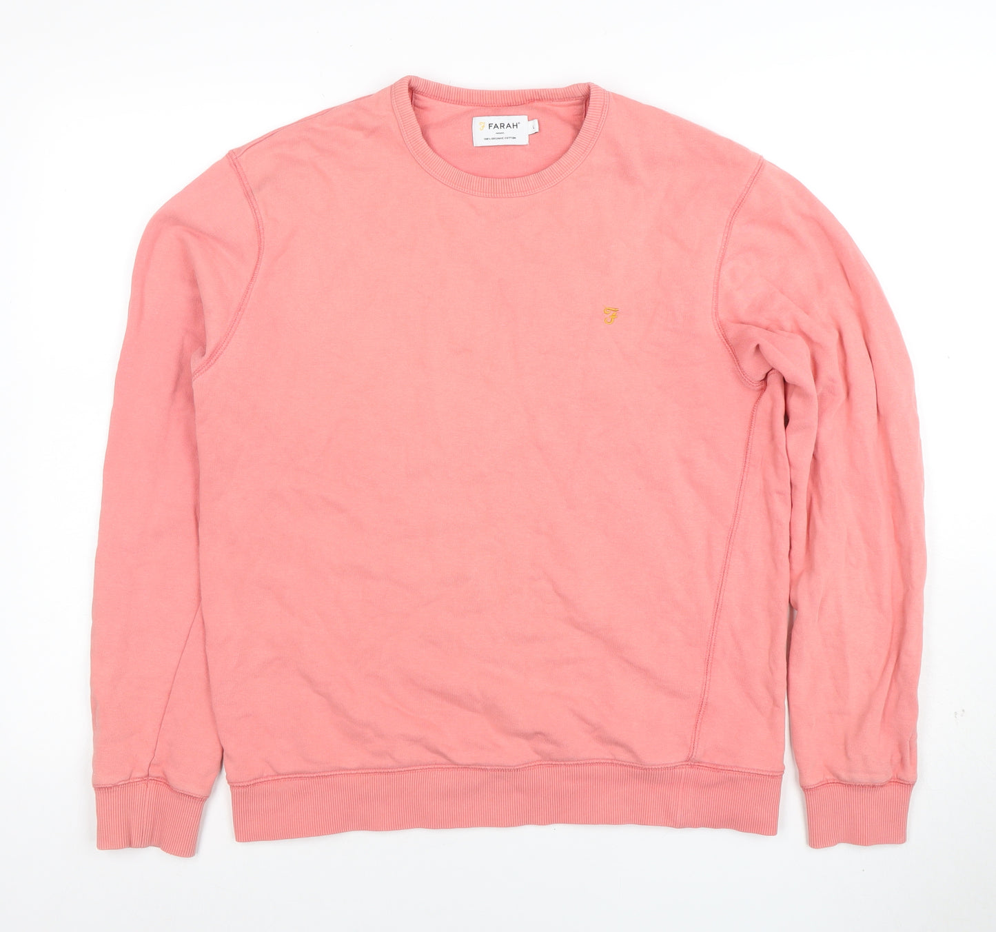 Farah Men's Pink Cotton Crew Neck Sweatshirt Size L