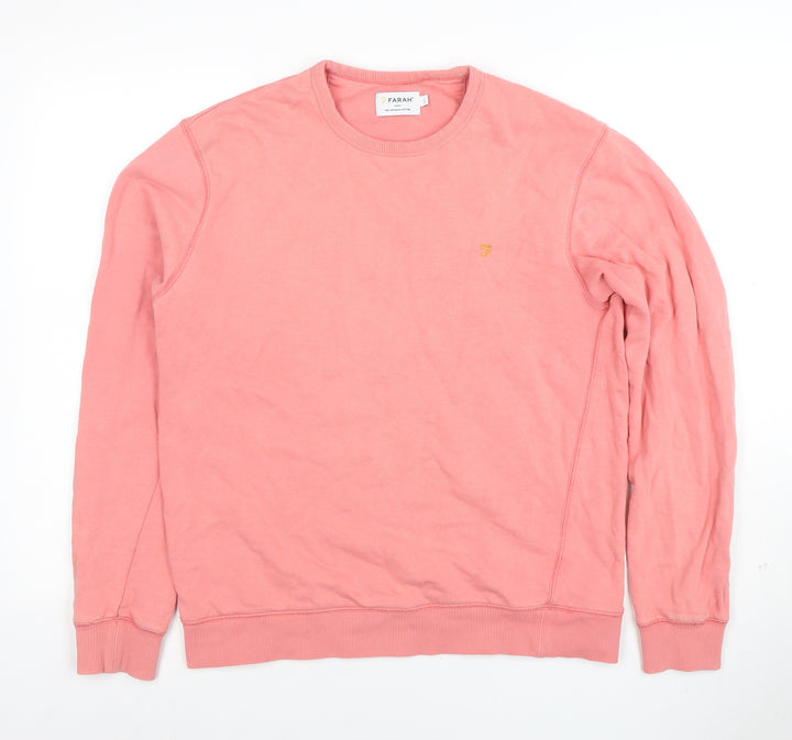Farah Men's Pink Cotton Crew Neck Sweatshirt Size L