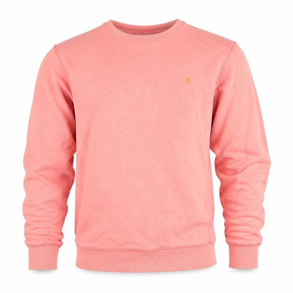 Front view of Farah Men's Pink Cotton Crew Neck Sweatshirt, size L