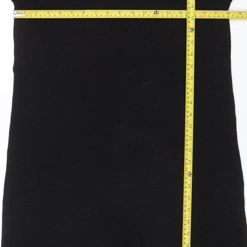Monsoon Women Black Size 14 Lace Panel 3/4 Sleeve Shift Dress