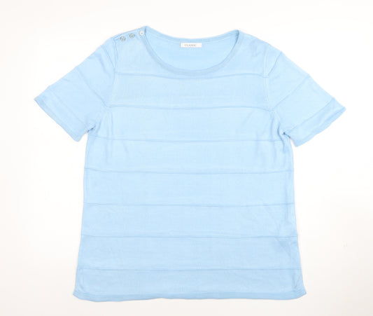 Marks and Spencer Women's Blue Knit Short Sleeve T-Shirt UK 14