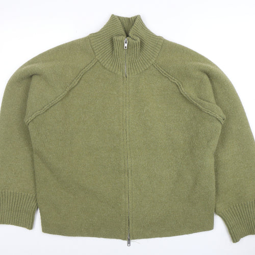 Dazy Less Women’s Green Full Zip Wool Blend Mock Neck Jumper Size S