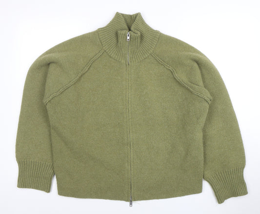 Dazy Less Women’s Green Full Zip Wool Blend Mock Neck Jumper Size S