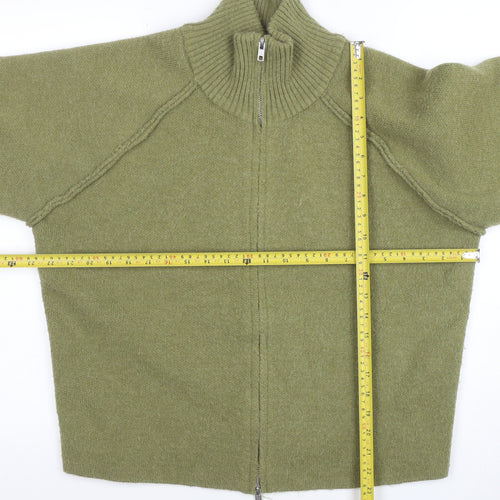 Dazy Less Women’s Green Full Zip Wool Blend Mock Neck Jumper Size S