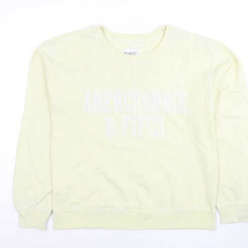 Abercrombie & Fitch Women's Beige Sweatshirt Small Cotton Blend Crew Neck
