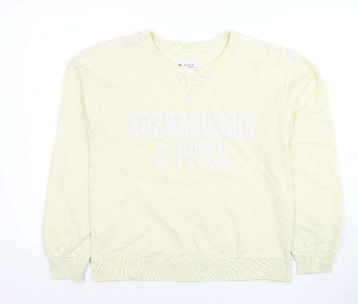 Abercrombie & Fitch Women's Beige Sweatshirt Small Cotton Blend Crew Neck