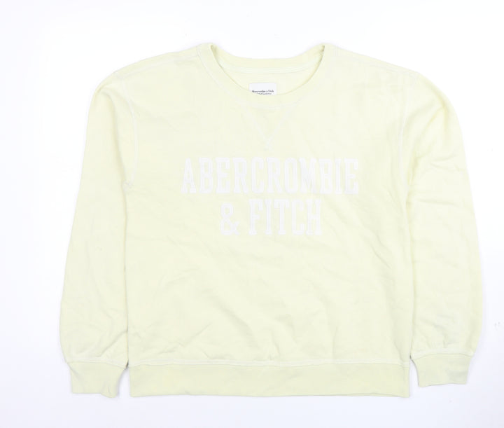 Abercrombie & Fitch Women's Beige Sweatshirt Small Cotton Blend Crew Neck