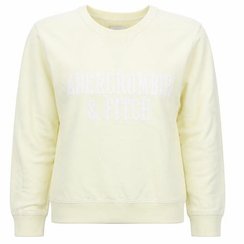 Abercrombie & Fitch Women's Beige Sweatshirt Small Cotton Blend Crew Neck