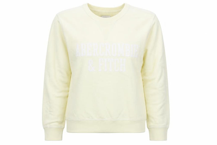 Abercrombie & Fitch Women's Beige Sweatshirt Small Cotton Blend Crew Neck