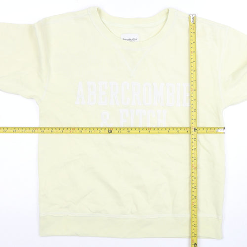 Abercrombie & Fitch Women's Beige Sweatshirt Small Cotton Blend Crew Neck